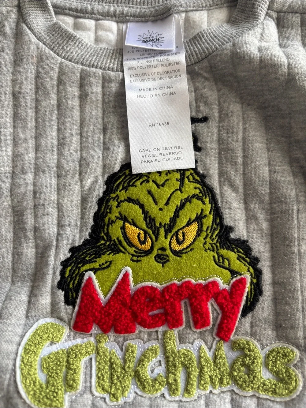 Kids Gray Quilted Grinch Sweatshirt & Joggers Set